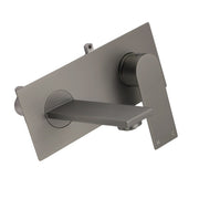 WELS 4.5L/m Gun Metal Square Wall Mount Basin Mixer Laundry Faucet Tap Spout Set V1233-KRS301GM