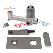 WELS 4.5L/m Gun Metal Square Wall Mount Basin Mixer Laundry Faucet Tap Spout Set V1233-KRS301GM