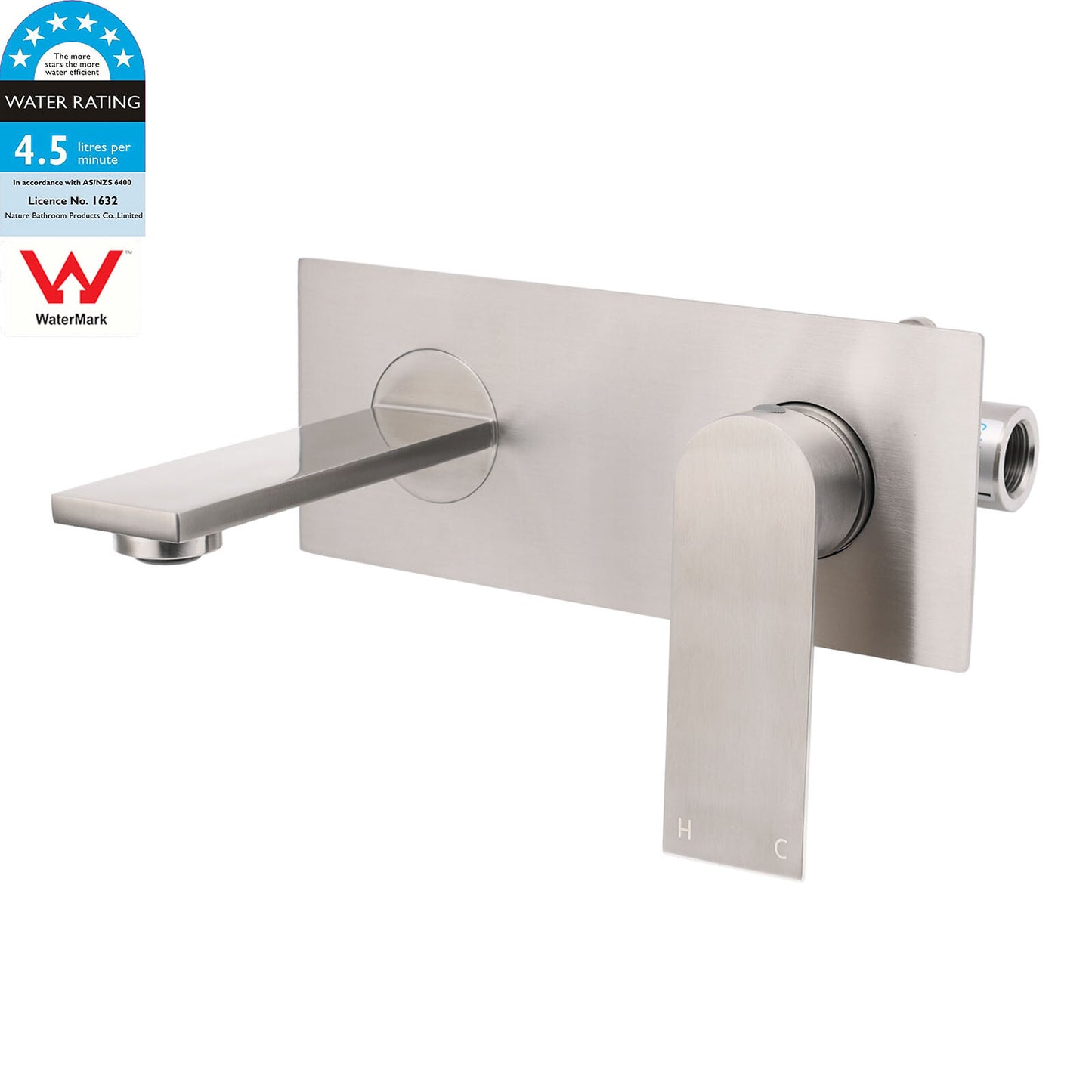 WELS Bruhsed Nickel Square Wall Concealed Basin Mixer Laundry Faucet Tap Spout V1233-KRS301N