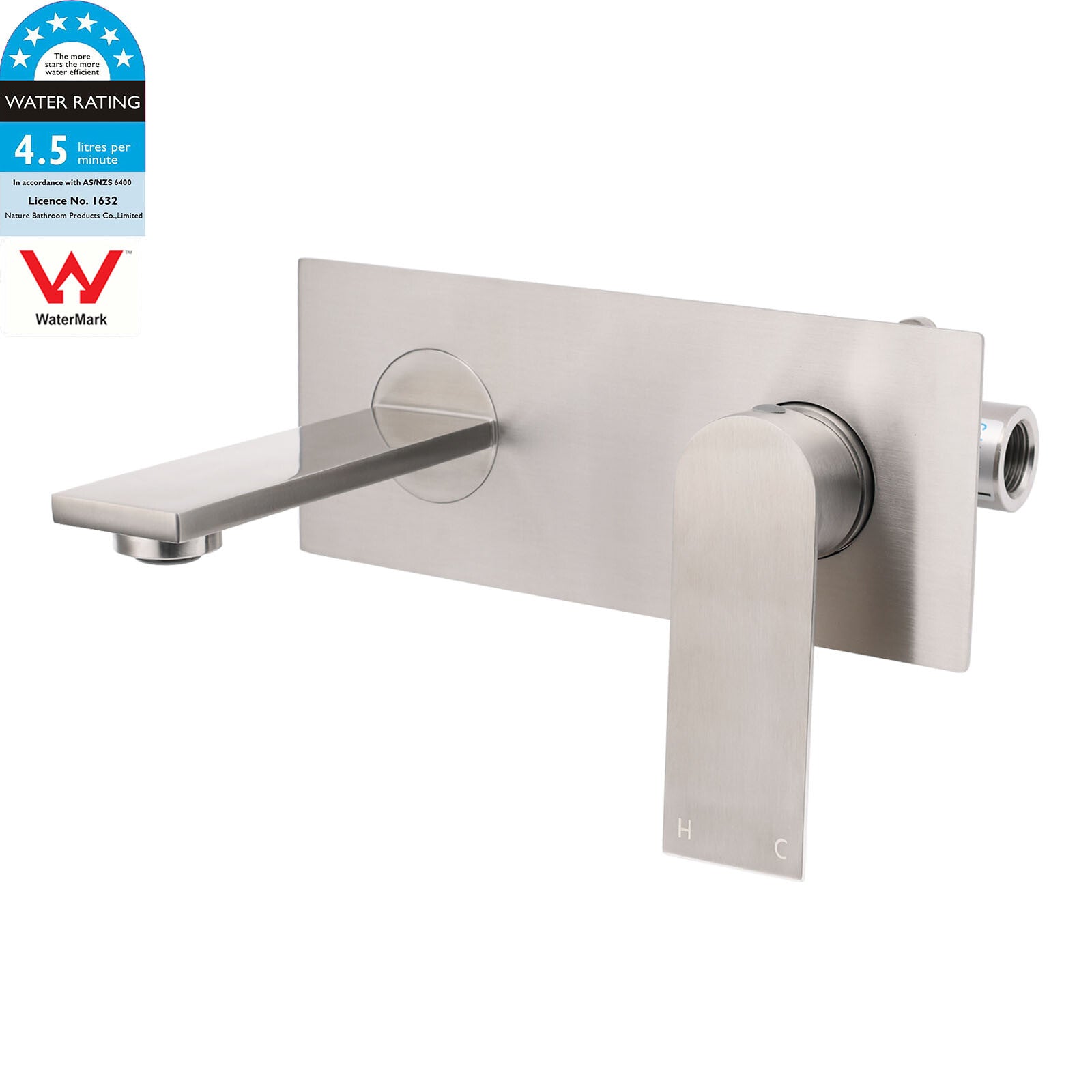 WELS Bruhsed Nickel Square Wall Concealed Basin Mixer Laundry Faucet Tap Spout V1233-KRS301N