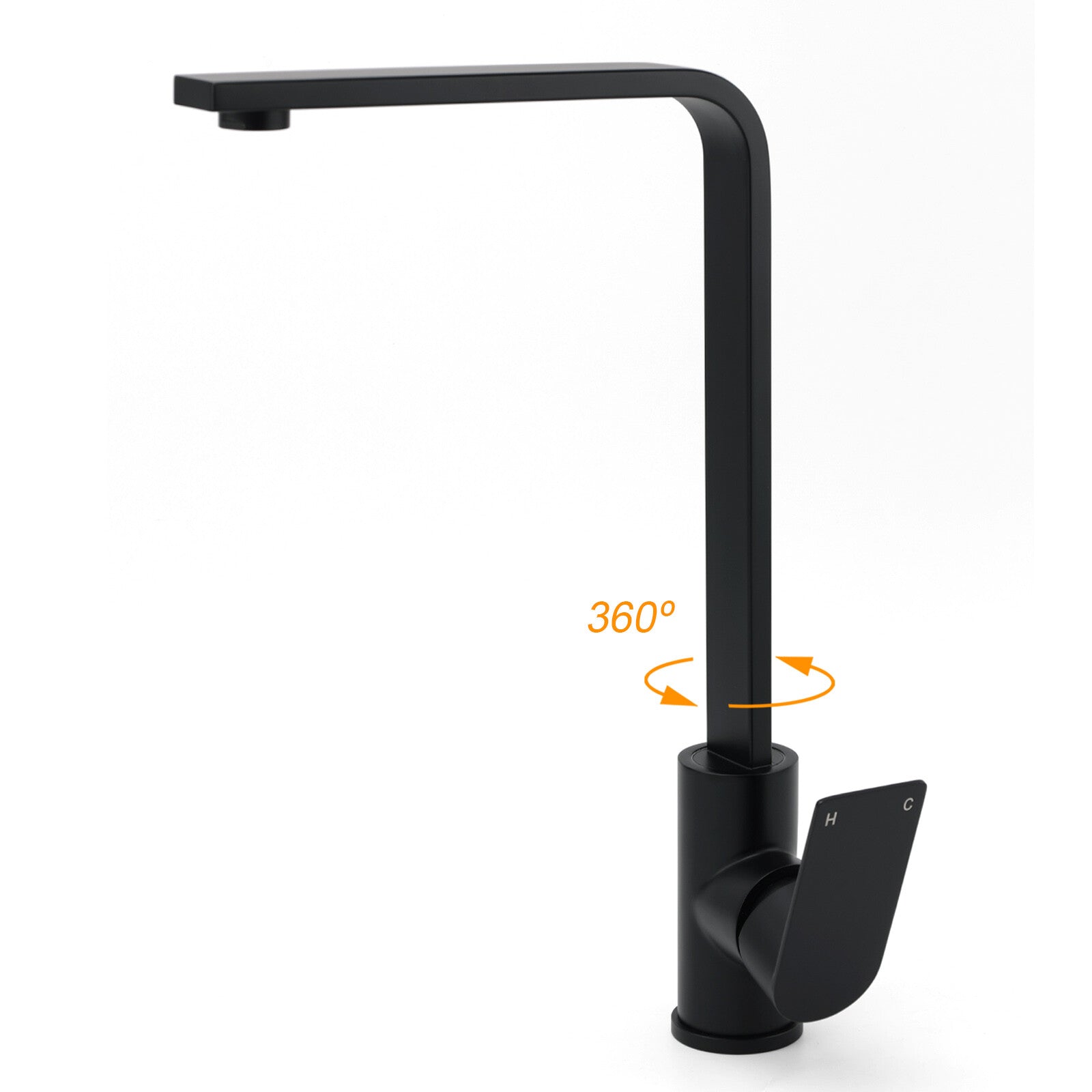 WELS Matte Black High Rise Gooseneck Kitchen Sink Laundry Mixer Faucet Tapware V1233-KRS501BL