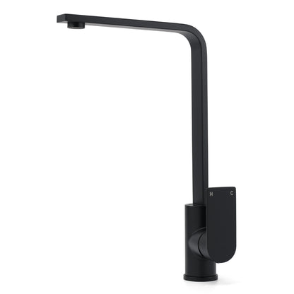 WELS Matte Black High Rise Gooseneck Kitchen Sink Laundry Mixer Faucet Tapware V1233-KRS501BL