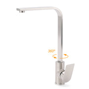 WELS Brushed Nickel Square Kitchen Sink Laundry Mixer 360o Swivel Faucet Tapware V1233-KRS501N