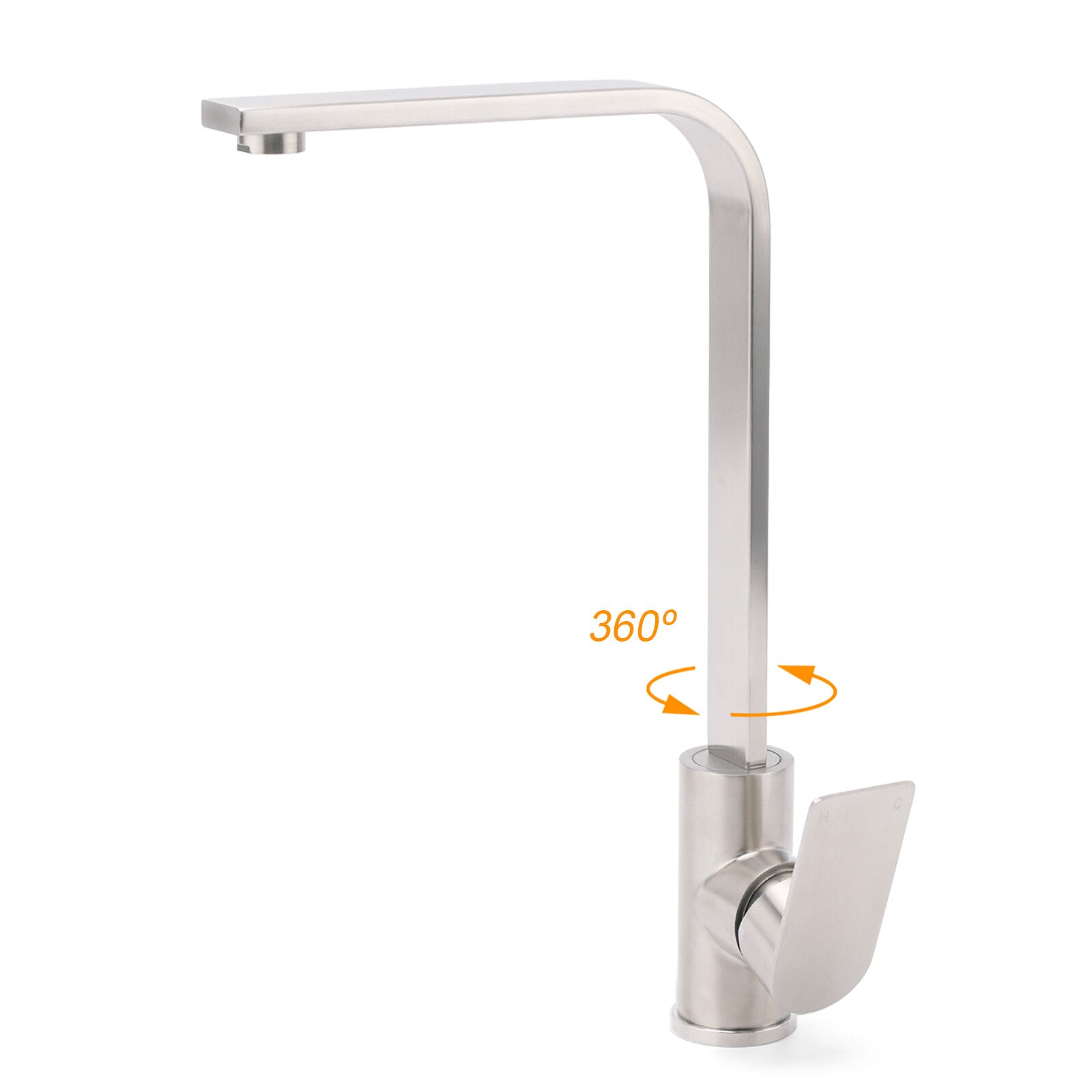 WELS Brushed Nickel Square Kitchen Sink Laundry Mixer 360o Swivel Faucet Tapware V1233-KRS501N