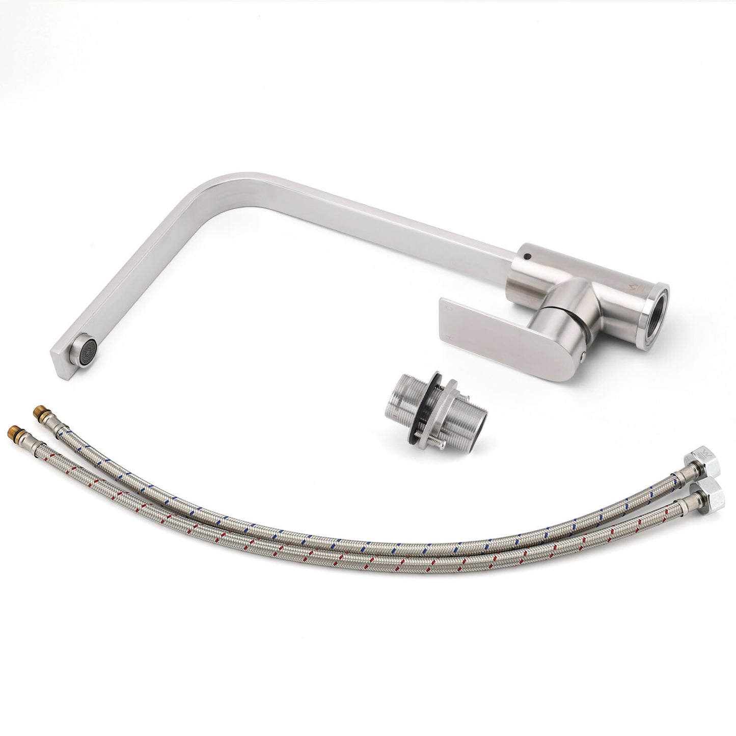 WELS Brushed Nickel Square Kitchen Sink Laundry Mixer 360o Swivel Faucet Tapware V1233-KRS501N