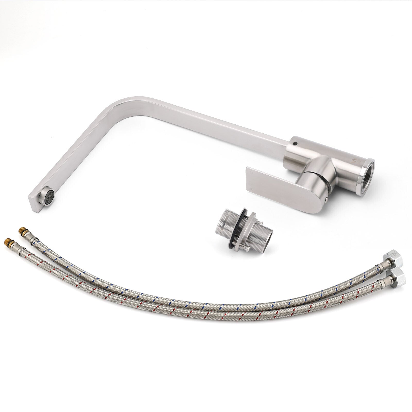 WELS Brushed Nickel Square Kitchen Sink Laundry Mixer 360o Swivel Faucet Tapware V1233-KRS501N