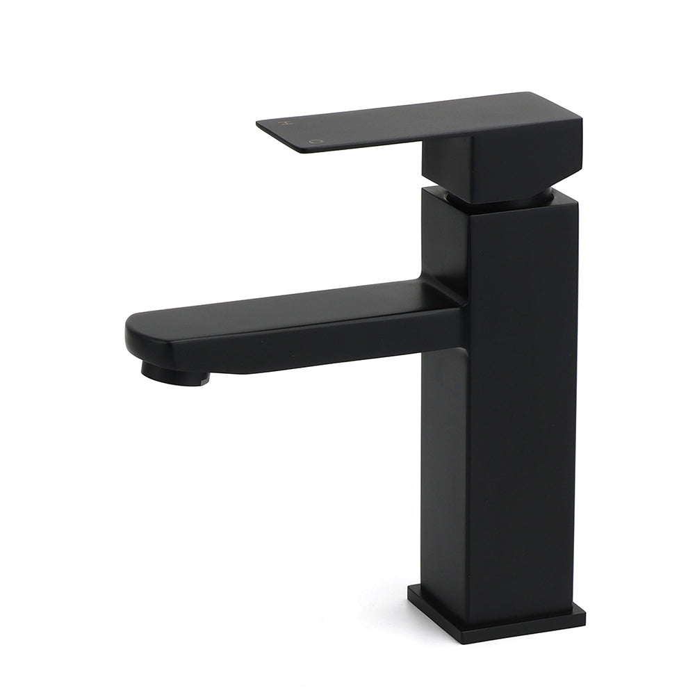 WELS Classic Square Matt Black Basin Mixer Vanity Laundry Sink Faucet Tap Outlet V1233-KSQ101B