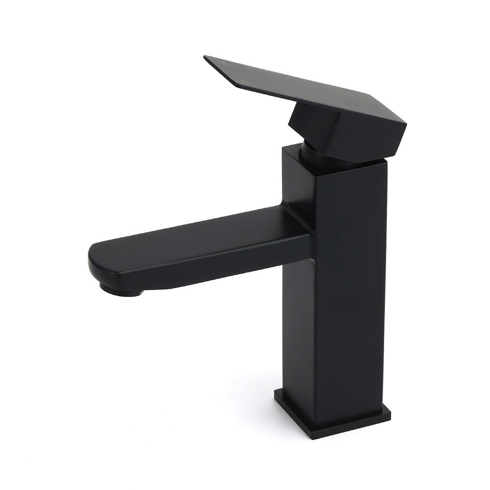 WELS Classic Square Matt Black Basin Mixer Vanity Laundry Sink Faucet Tap Outlet V1233-KSQ101B