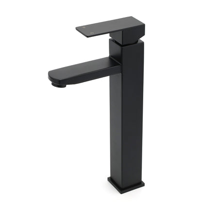 Matt Black Tall Square Basin Mixer Vanity Laundry Counter Sink Faucet Tap Outlet V1233-KSQ102B