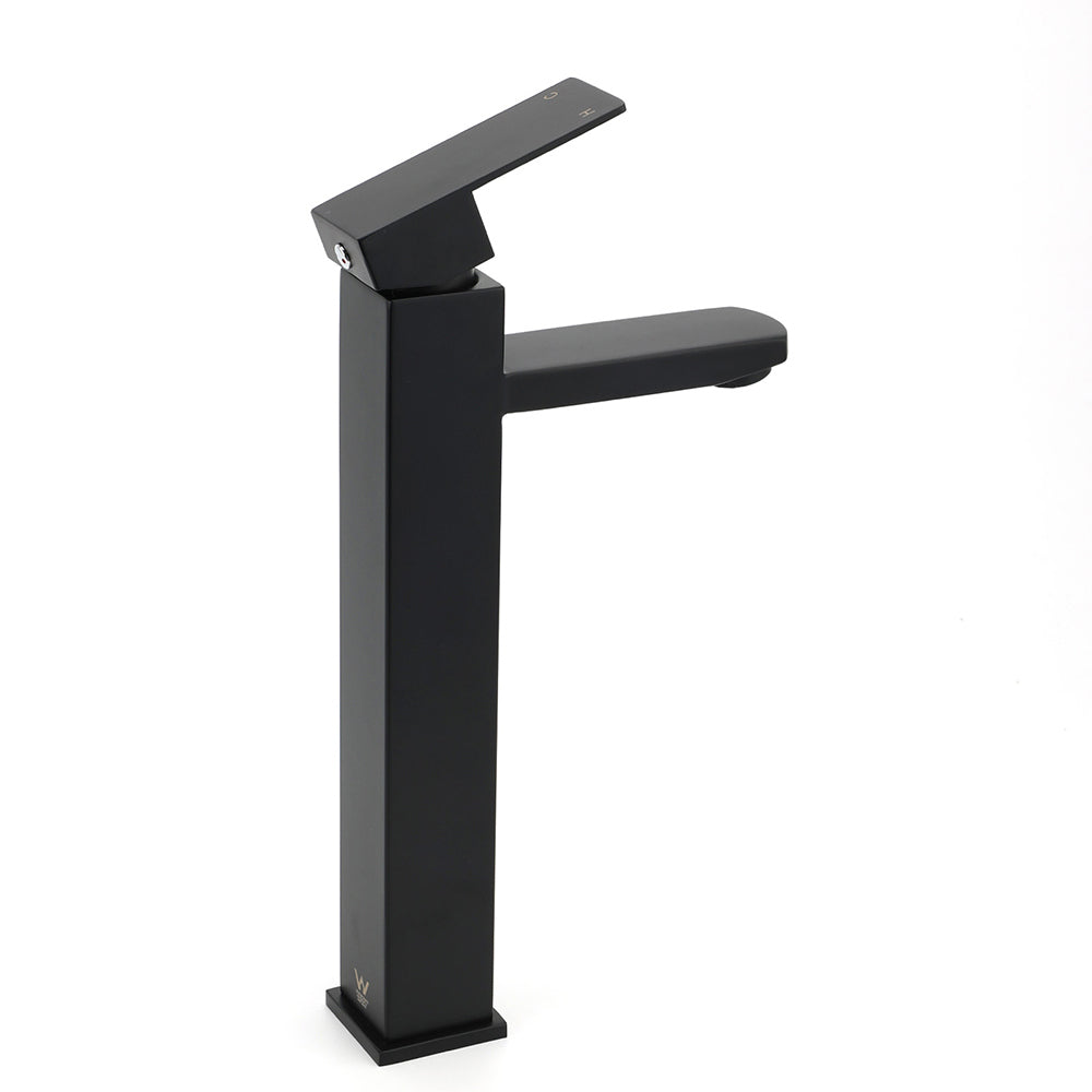 Matt Black Tall Square Basin Mixer Vanity Laundry Counter Sink Faucet Tap Outlet V1233-KSQ102B