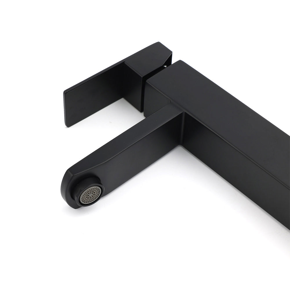 Matt Black Tall Square Basin Mixer Vanity Laundry Counter Sink Faucet Tap Outlet V1233-KSQ102B