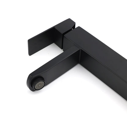 Matt Black Tall Square Basin Mixer Vanity Laundry Counter Sink Faucet Tap Outlet V1233-KSQ102B
