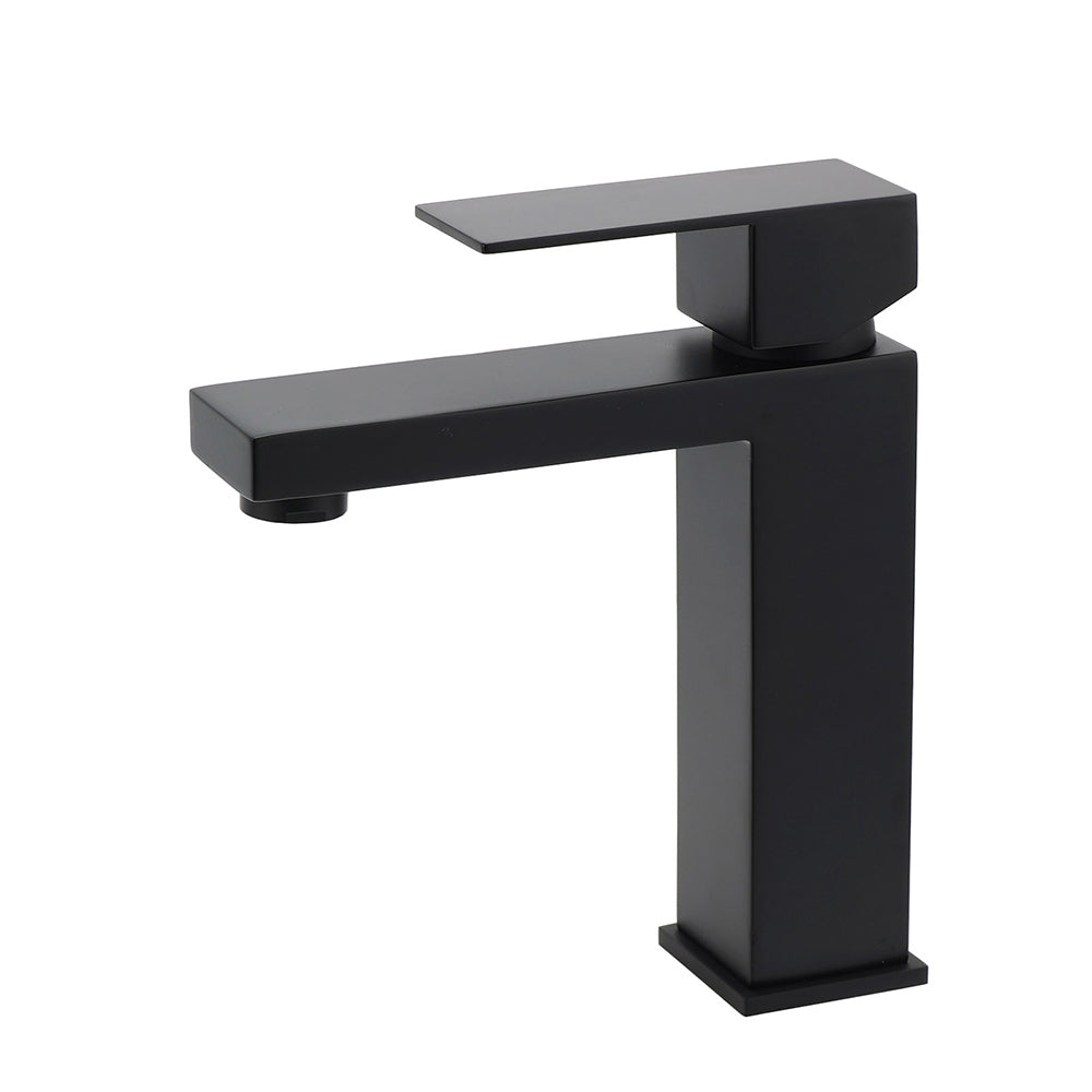 Matt Black Square Basin Counter Flick Mixer Tap Bathroom Vanity Faucet Outlet V1233-KSQ103B
