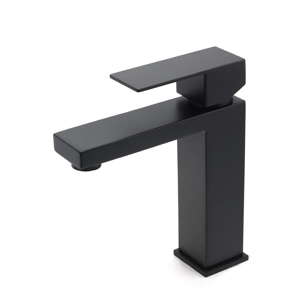 Matt Black Square Basin Counter Flick Mixer Tap Bathroom Vanity Faucet Outlet V1233-KSQ103B