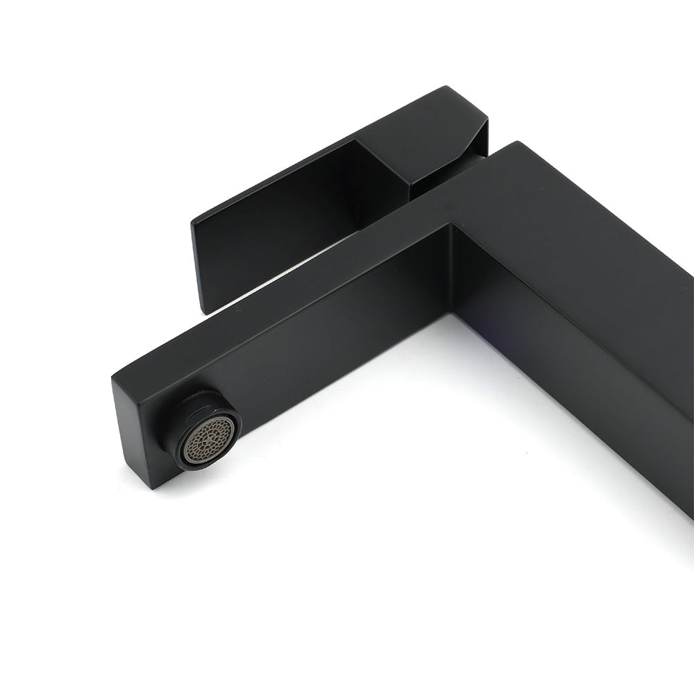 Matt Black Square Basin Counter Flick Mixer Tap Bathroom Vanity Faucet Outlet V1233-KSQ103B