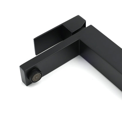 Matt Black Square Basin Counter Flick Mixer Tap Bathroom Vanity Faucet Outlet V1233-KSQ103B