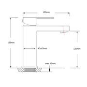 WEL Standard 6L/min Square Basin Vessel Mixer Faucet Tap Kitchen Laundry Chrome V1233-KSQ103CR