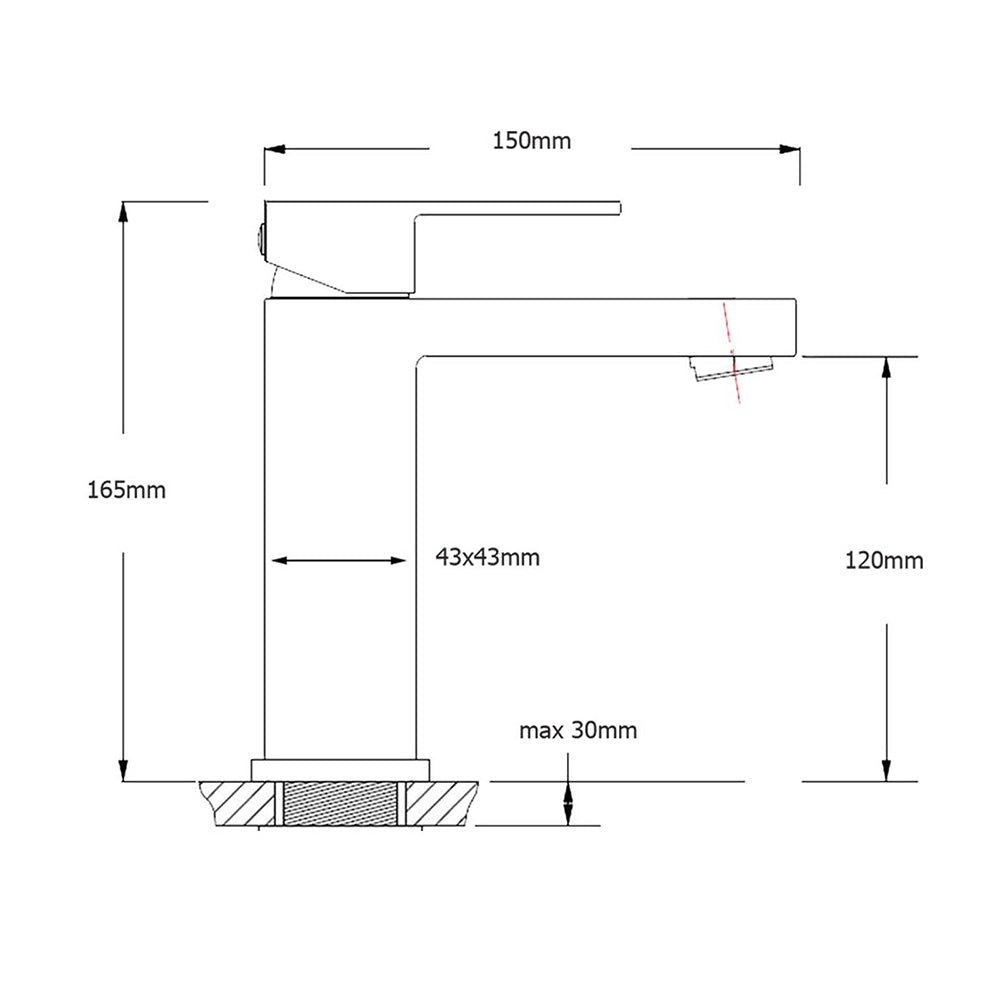 WEL Standard 6L/min Square Basin Vessel Mixer Faucet Tap Kitchen Laundry Chrome V1233-KSQ103CR