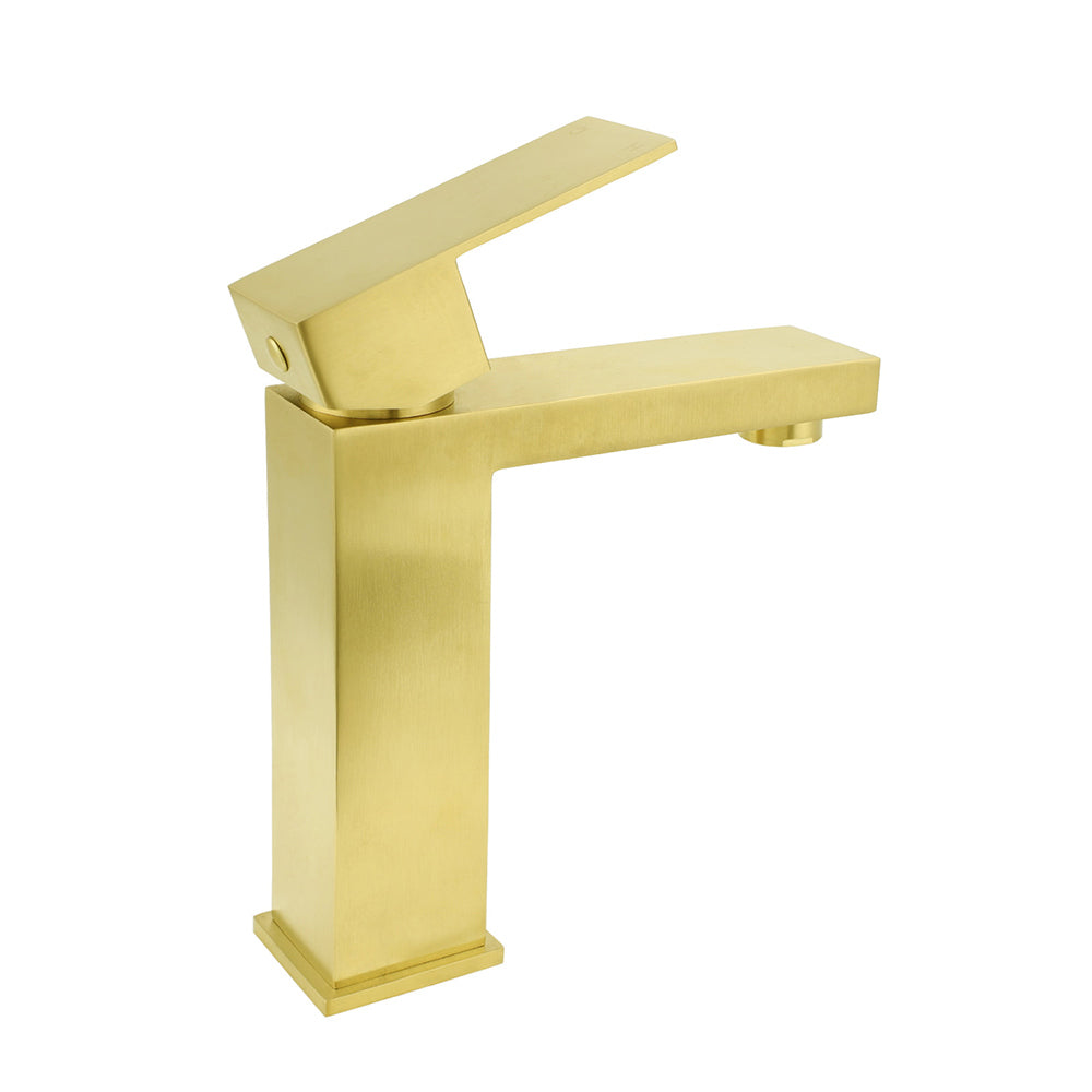 Brushed Gold 165mm Square Basin Mixer Faucet Hot Cold Tap Kitchen Laundry Vanity V1233-KSQ103G