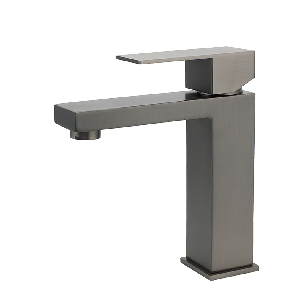 Gun Metal Square Cubic Basin Mixer Faucet Hot Cold Tap Kitchen Laundry Vanity Set V1233-KSQ103GM