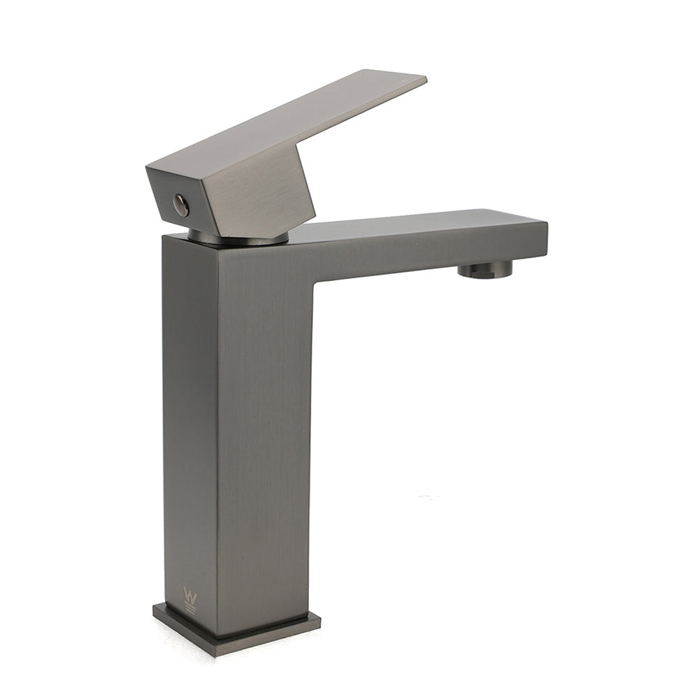 Gun Metal Square Cubic Basin Mixer Faucet Hot Cold Tap Kitchen Laundry Vanity Set V1233-KSQ103GM