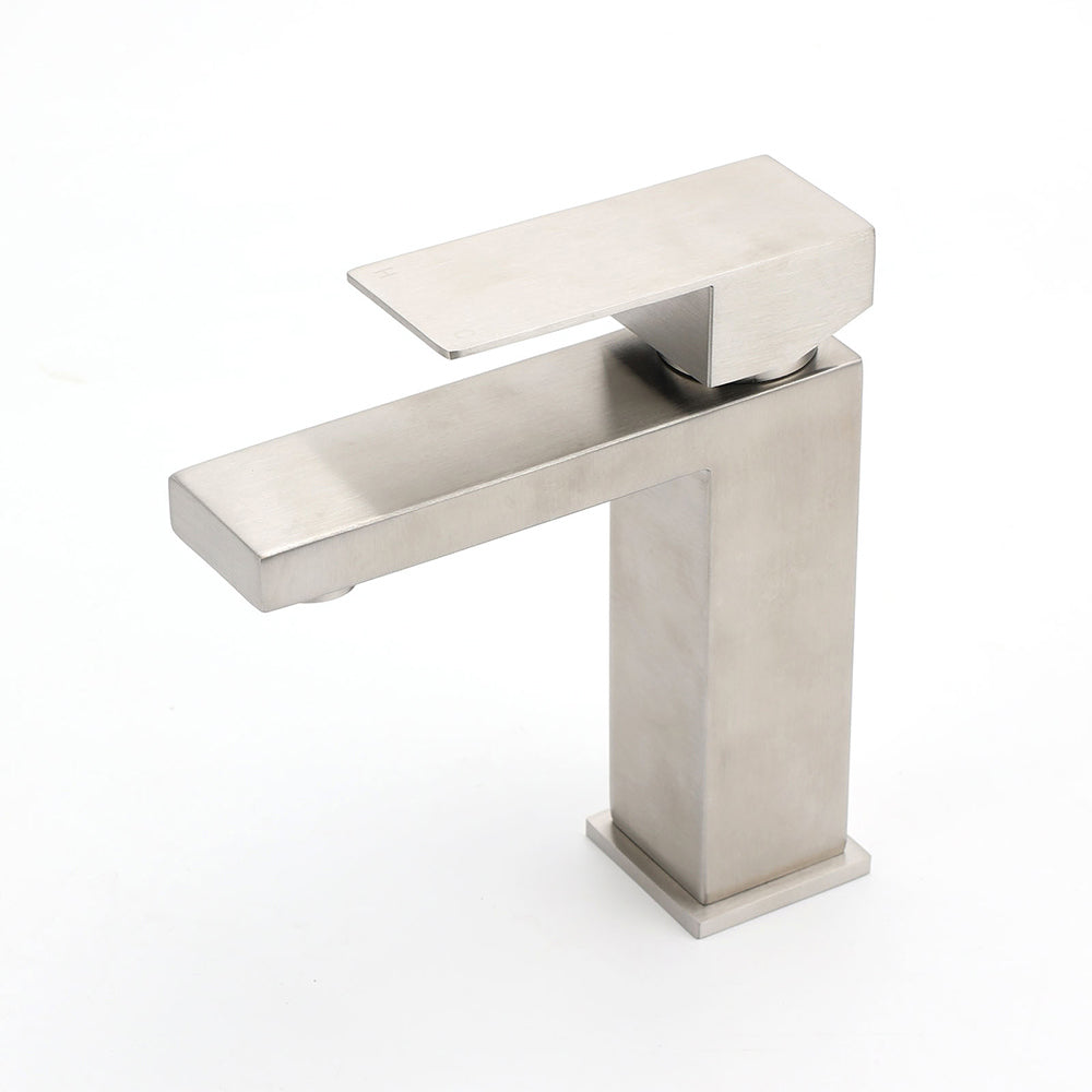 Square Classic 6L/m Basin Vessel Mixer Faucet Tap Kitchen Laundry Brushed Nickel V1233-KSQ103N