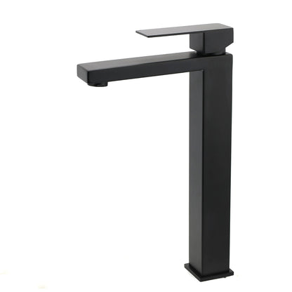 Matt Black Stainless Steel Square Tall Basin Mixer Sink Tap High Vanity Spout V1233-KSQ104B