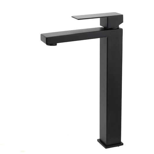 Matt Black Stainless Steel Square Tall Basin Mixer Sink Tap High Vanity Spout V1233-KSQ104B
