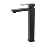 Matt Black Stainless Steel Square Tall Basin Mixer Sink Tap High Vanity Spout V1233-KSQ104B