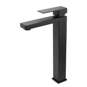 Matt Black Stainless Steel Square Tall Basin Mixer Sink Tap High Vanity Spout V1233-KSQ104B