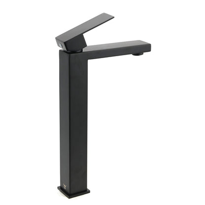 Matt Black Stainless Steel Square Tall Basin Mixer Sink Tap High Vanity Spout V1233-KSQ104B
