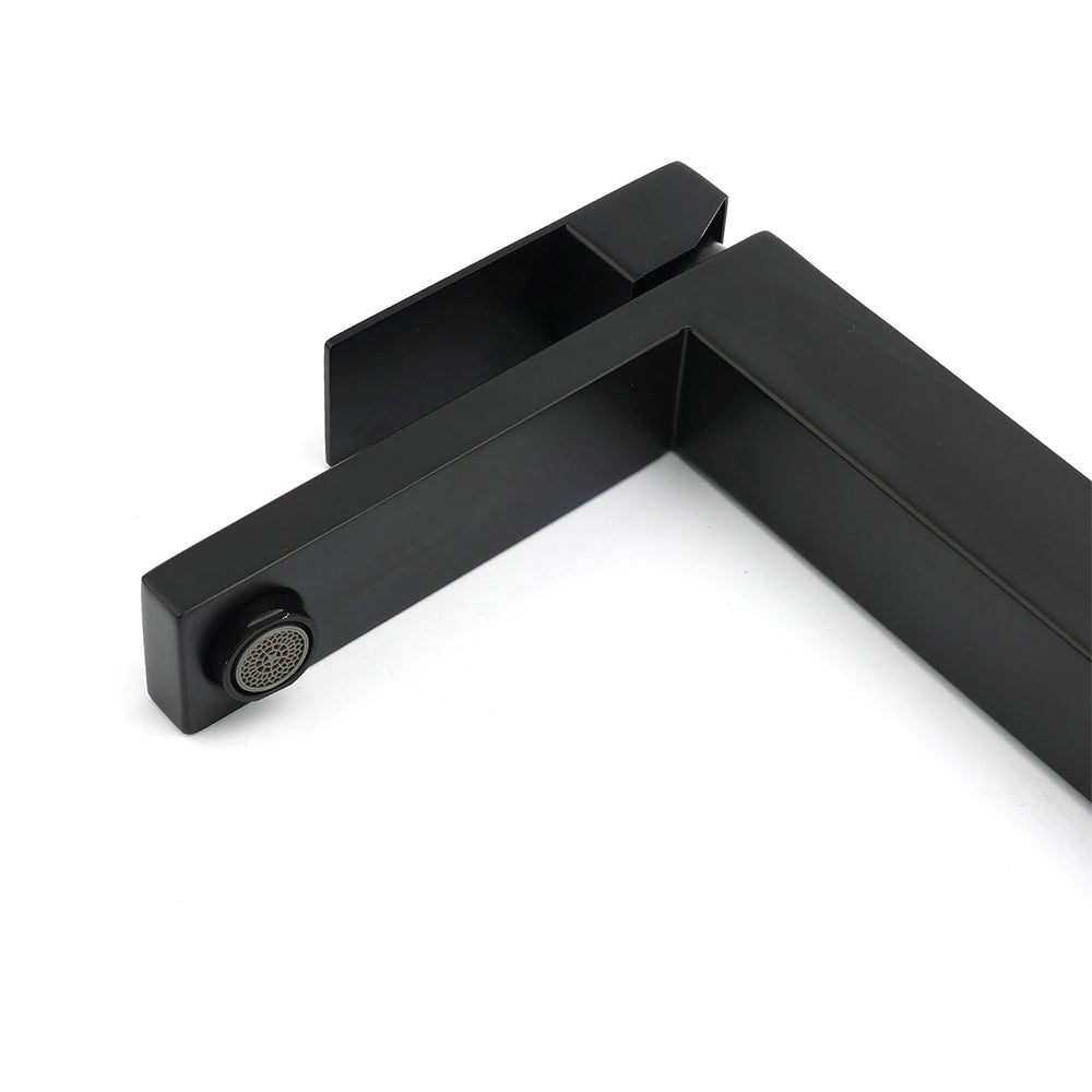 Matt Black Stainless Steel Square Tall Basin Mixer Sink Tap High Vanity Spout V1233-KSQ104B