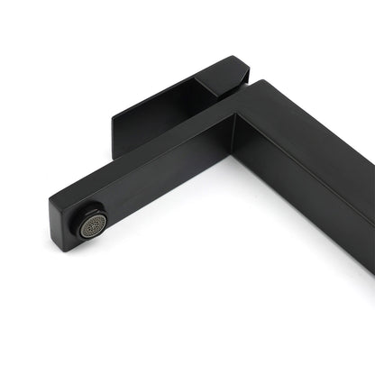 Matt Black Stainless Steel Square Tall Basin Mixer Sink Tap High Vanity Spout V1233-KSQ104B
