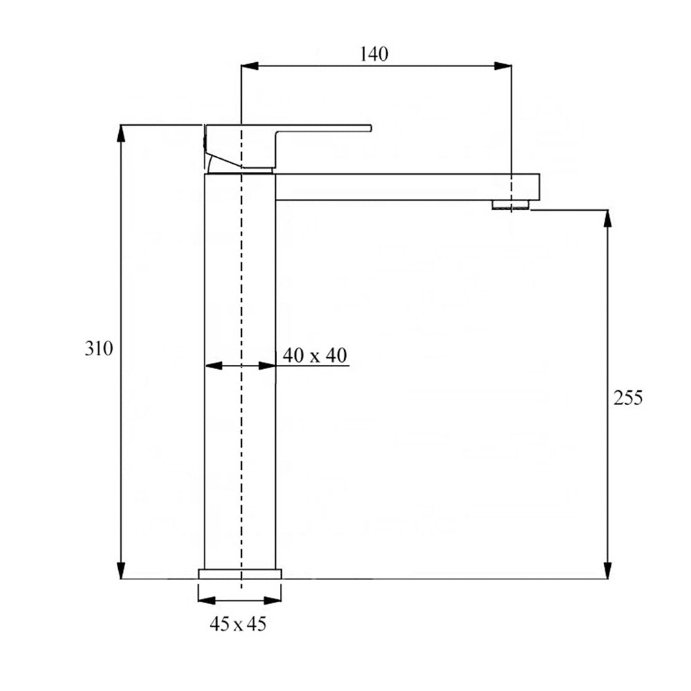 WELS 6L/m Square 310mm Tall Basin Vessel Mixer Faucet Tap Kitchen Laundry Chrome V1233-KSQ104CR