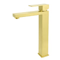 WELS 6L/m Brushed Gold Square Tall Basin Vessel Mixer Kitchen Laundry Faucet Tap V1233-KSQ104G