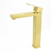 WELS 6L/m Brushed Gold Square Tall Basin Vessel Mixer Kitchen Laundry Faucet Tap V1233-KSQ104G