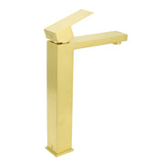 WELS 6L/m Brushed Gold Square Tall Basin Vessel Mixer Kitchen Laundry Faucet Tap V1233-KSQ104G