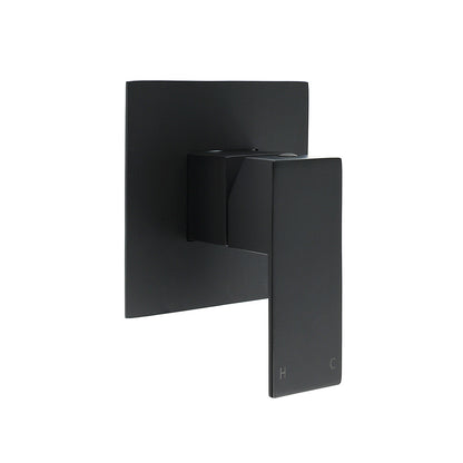 Matt Black Square Shower Mixer Hot Cold Tap Ceramic Cartridge Spindle Watermark V1233-KSQ201B