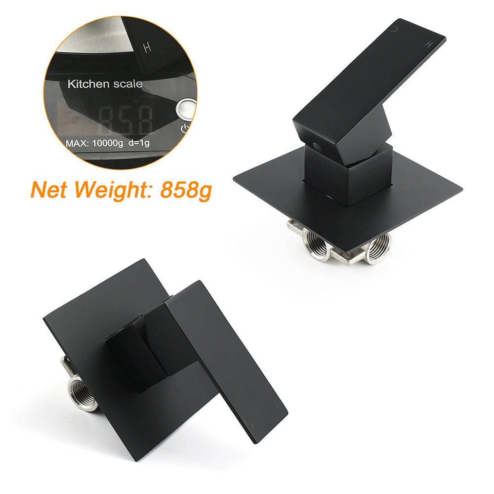 Matt Black Square Shower Mixer Hot Cold Tap Ceramic Cartridge Spindle Watermark V1233-KSQ201B