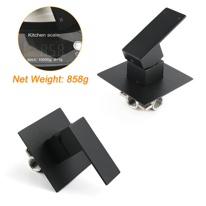 Matt Black Square Shower Mixer Hot Cold Tap Ceramic Cartridge Spindle Watermark V1233-KSQ201B