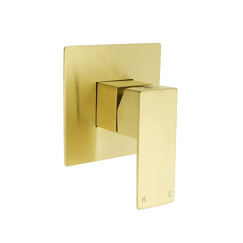 Brushed Gold Square Bath Shower Mixer Hot Cold Tap Ceramic Cartridge For Bath Set V1233-KSQ201GBG