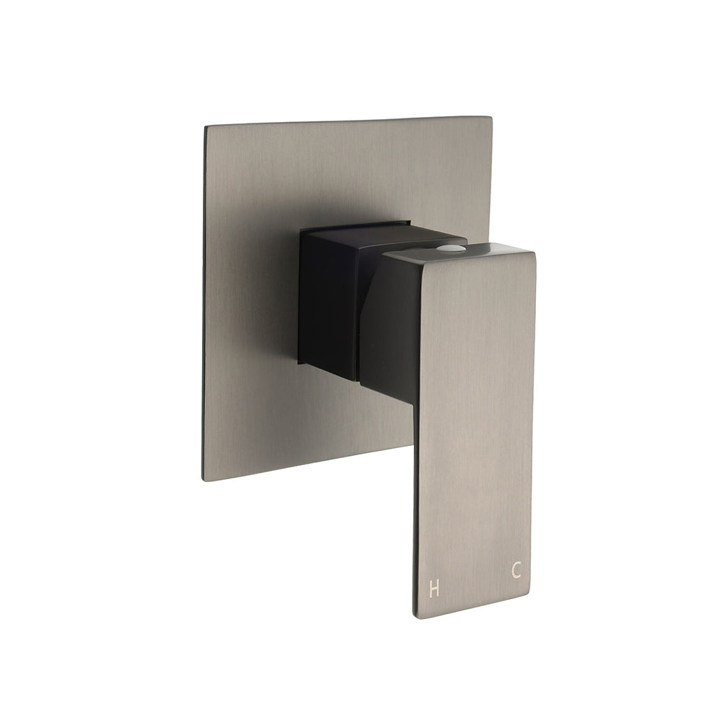 Watermark Gun Metal Square Bath Shower Mixer Hot Cold Tap Ceramic Cartridge Valve V1233-KSQ201GM