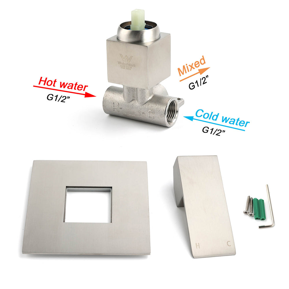 Nickel Brushed Square Lead Free Shower Hot Cold Mixer Ceramic Cartridge Spindle V1233-KSQ201N