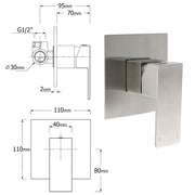 Nickel Brushed Square Lead Free Shower Hot Cold Mixer Ceramic Cartridge Spindle V1233-KSQ201N