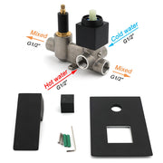 Matt Black Square Stainless Steel Shower Mixer 2 Way Bath Set Diverter Watermark V1233-KSQ202B