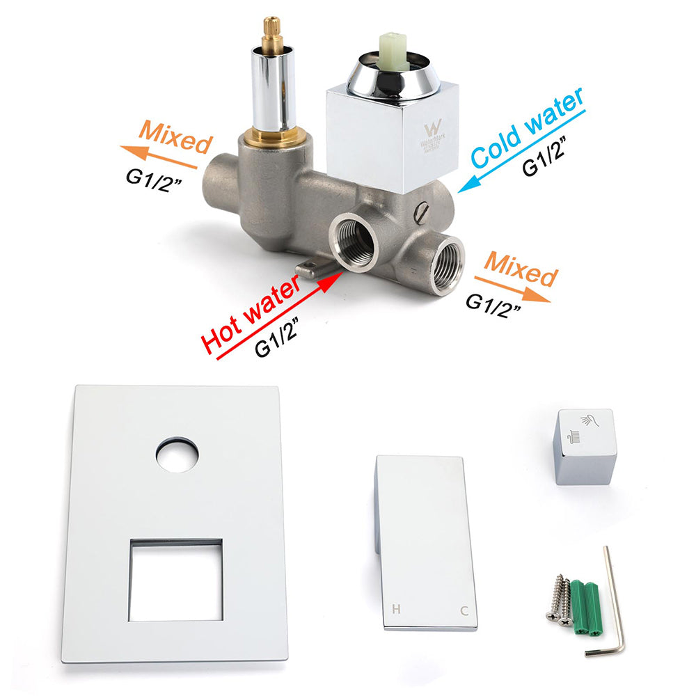 Bathroom Square Shower Mixer Diverter Tap Square Chrome For Spout Shower Head V1233-KSQ202CR