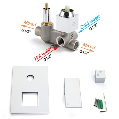 Bathroom Square Shower Mixer Diverter Tap Square Chrome For Spout Shower Head V1233-KSQ202CR