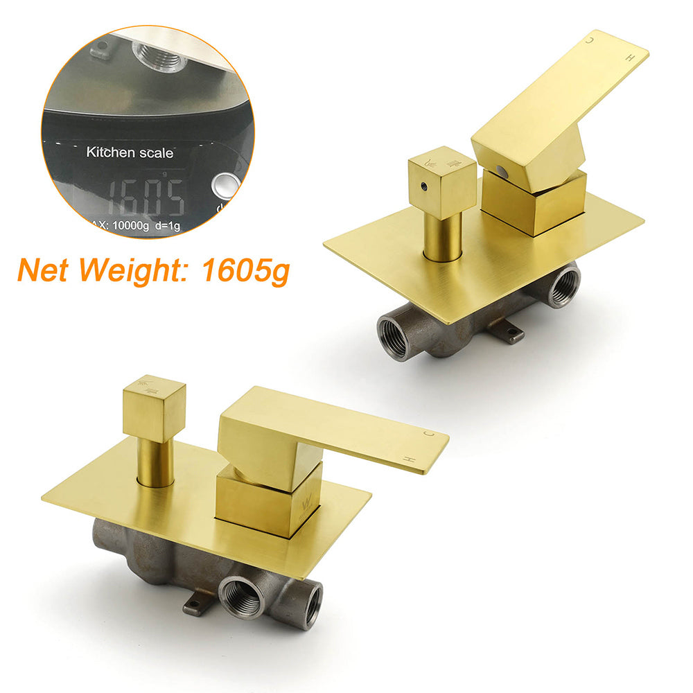 Watermark 1/2 Inch Shower Mixer Diverter Brushed Gold Square Stainless Steel Set V1233-KSQ202G