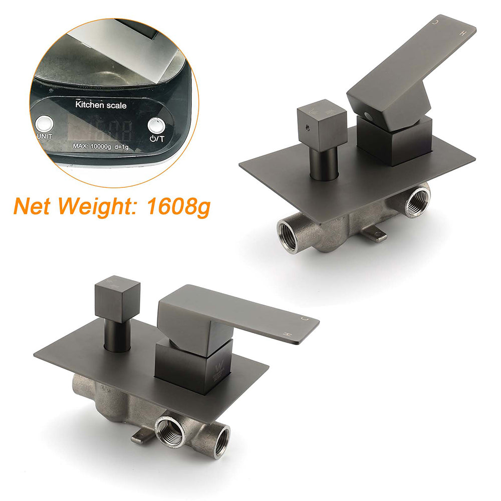 Gun Metal Square Stainless Steel Bath Shower Mixer 2 Way Switch Diverter Watermark V1233-KSQ202GM