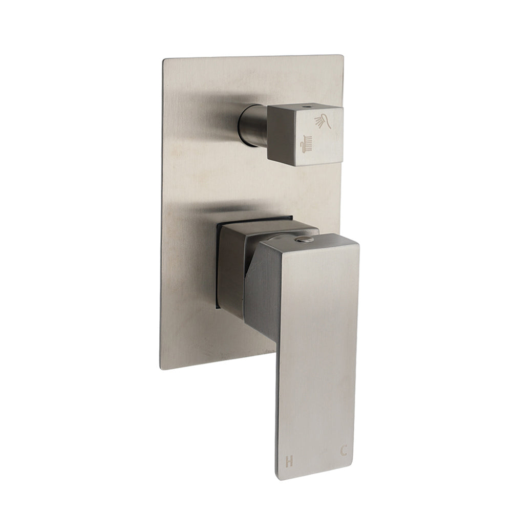 AU Standard 1/2 Inch Shower Mixer Diverter Brushed Nickel Square 2 Way Switch V1233-KSQ202N